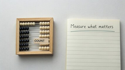 Abacus and Notebook with count word displayed