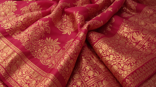 Hand Weaving Silk and Handloom Sarees, saree with golden details, woman wear on festival, ceremony and weddings, expensive sarees are famous for their gold zari, brocade. Incredible India.