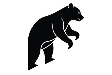 climbing bear silhouette vector illustration on black colour and white background