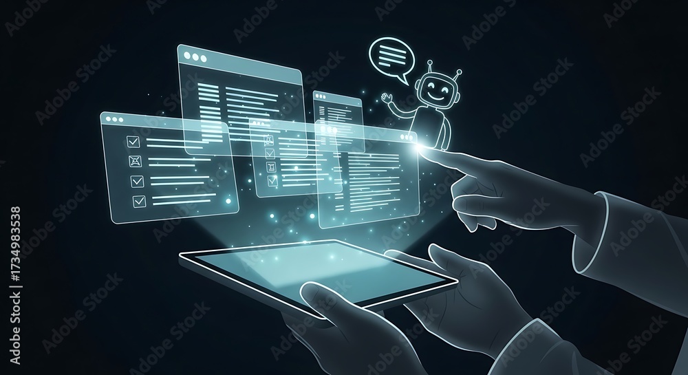 Wall mural interacting with digital assistant using tablet interface