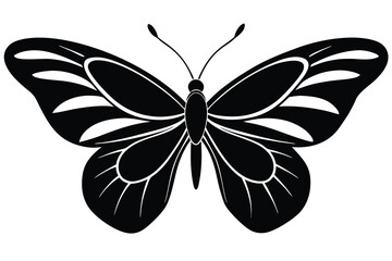 flying butterfly silhouette vector illustration on black colour and white background