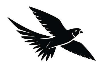 flying falcon silhouette vector illustration on black colour and white background