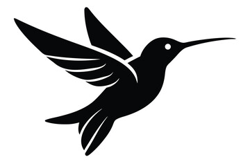 flying hummingbird silhouette vector illustration on black colour and white background