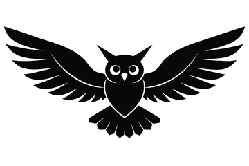 flying owl silhouette vector illustration on black colour and white background
