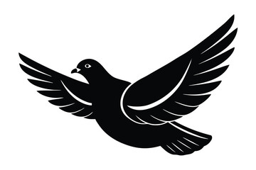 flying pigeon silhouette vector illustration on black colour and white background