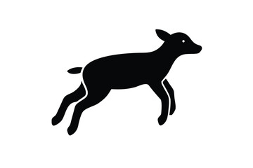 jumping lamb silhouette vector illustration on black colour and white background