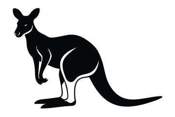 kangaroo silhouette vector illustration on black colour and white background