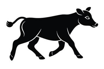 running calf silhouette vector illustration on black colour and white background