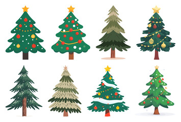 Obraz premium PNG Festive Christmas tree illustrations, element set on transparent background
