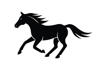 running horse silhouette vector illustration on black colour and white background