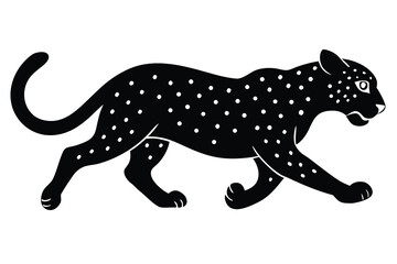 running leopard silhouette vector illustration on black colour and white background
