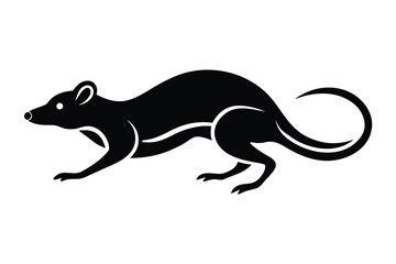 running rat silhouette vector illustration on black colour and white background