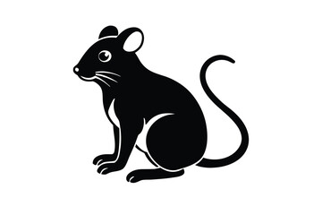 sitting mouse silhouette vector illustration on black colour and white background