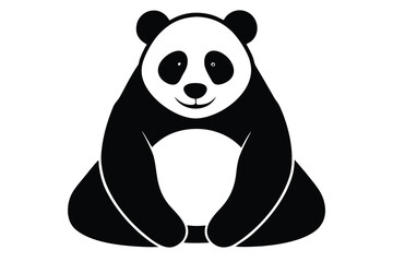sitting panda silhouette vector illustration on black colour and white background