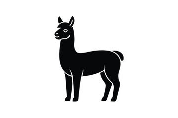 standing alpaca silhouette vector illustration on black colour and white background