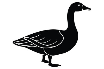 standing goose silhouette vector illustration on black colour and white background