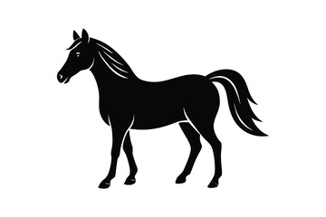 standing horse silhouette vector illustration on black colour and white background