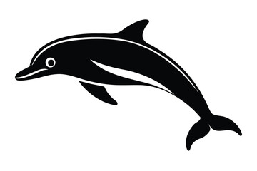 swimming dolphin silhouette vector illustration on black colour and white background