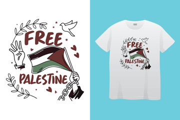 Palestine design vector, Save Palestine illustration for banner, t-shirt, poster, sticker, badges, social media design. Hand-Drawn Lettering Phrase, Calligraphy Graphic Typography. 