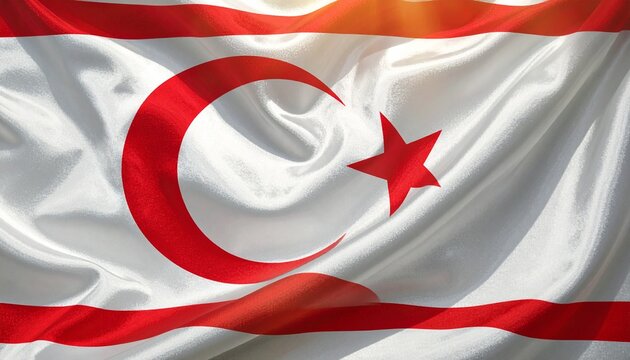 Northern Cyprus flag waving in the breeze, a vibrant symbol of national pride and cultural identity with its red and white colors shining bright - Powered by Adobe