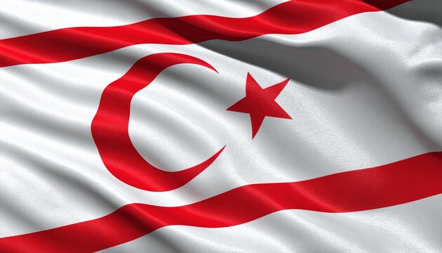 Waving flag of Northern Cyprus creates a vibrant patriotic display, perfect for national celebrations, cultural events, or showcasing international relations - Powered by Adobe