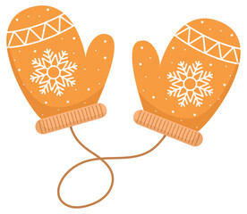 Orange mittens flat icon isolated on white background.