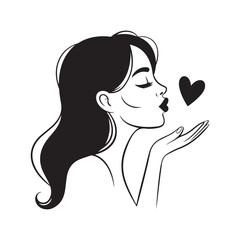 Woman Blowing Kiss with Heart Gesture