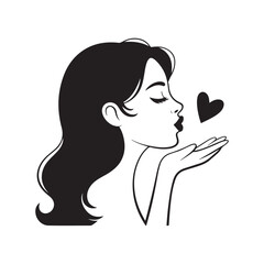 Woman Blowing Kiss with Heart Gesture