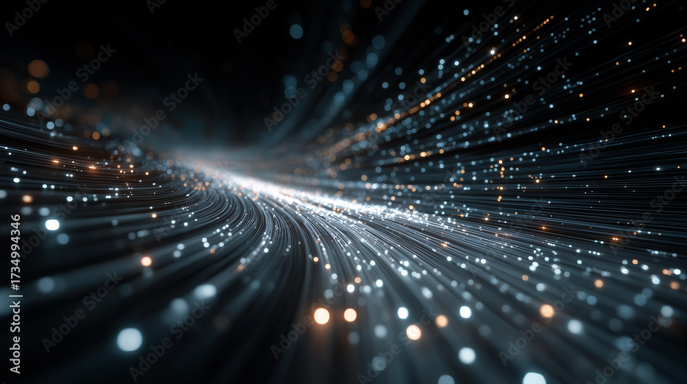 Wall mural digital highway: a captivating depiction of data streams flowing in a neon-lit environment, visualiz