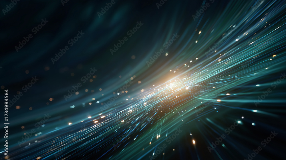Wall mural abstract network flow: a stunning display of light and energy, with swirling lines and particles cre