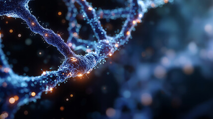 DNA strand in Detail: This visually stunning illustration captures the intricate beauty of a DNA strand, rendered with stunning detail and luminescence.