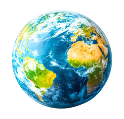 Realistic Earth Globe with Continents and Oceans planet isolated on a transparent background
