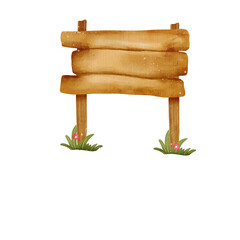 Watercolor Wooden Board Illustration