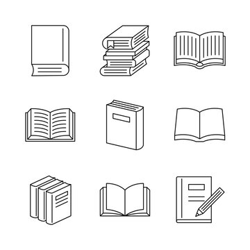 シンプルで洗練された本のラインアイコンセット