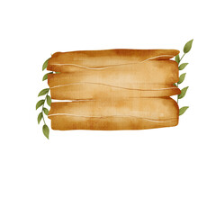 Watercolor Wooden Board Illustration