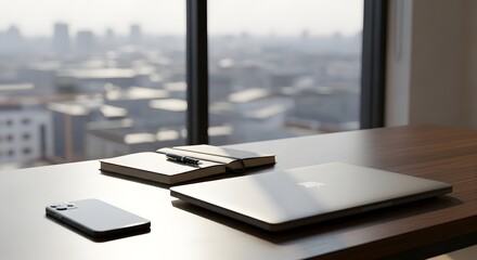 Minimalist Home Office Desk with Whisk and Coffee