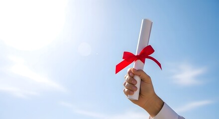 Graduation diploma certificate degree achievement success education concept study sky