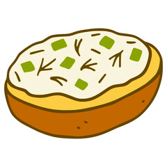 Kuvana krtola Montenegro potato dish flat color vector illustration template design