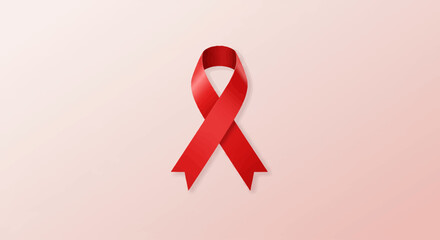 A Flat Design illustration showcasing a prominent red ribbon, the universal symbol of solidarity and awareness for World AIDS Day, against a clean, minimalist background.