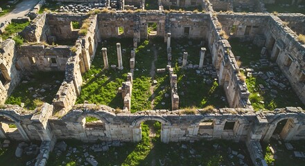 Ancient ruins aerial view structures and arches historical architecture
