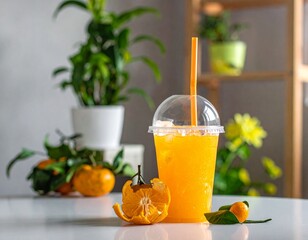 ice cubes in plastic containers, usually used for selling orange juice