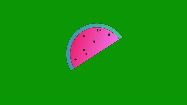A green screen with white background and slice of watermel on watermelon animated chromakey background illustration cartoonish elements style design expression gesture frame backgrounds