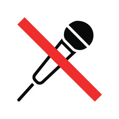 Vector Illustration of Microphone with Slash for Mute Function