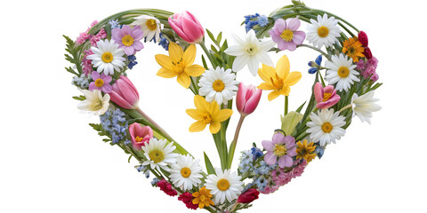 Blooming Love: A vibrant heart-shaped floral arrangement, a symphony of colors and textures. The delicate petals and leaves form a captivating image that expresses love and appreciation. 