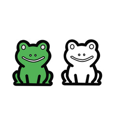 Cute Flat Frog Icon – Cartoon Green Frog