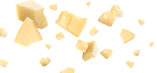 Tasty Parmesan cheese on white background