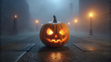 Fototapeta premium halloween pumpkin on the street