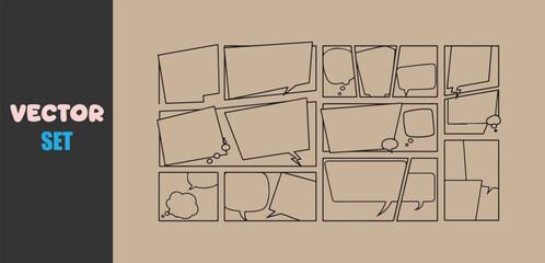 Hand drawn comic book panel layout template