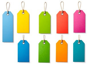 Colorful price tags arranged