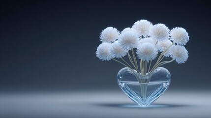 valentine flowers 2026 A heart-shaped vase holds delicate, whimsical flowers, creating a serene and artistic display.